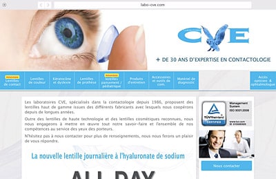 Site de commerce en ligne pour professionnels (lentilles de contact)